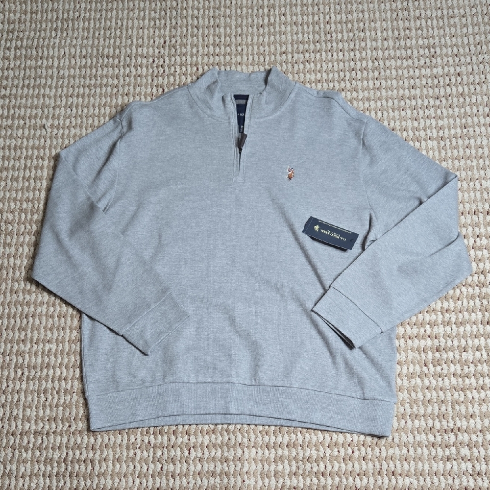 US Polo Assn. Mens Quarter Zip Pullover Sweater 2XL Plus Size Sweatshirt Top